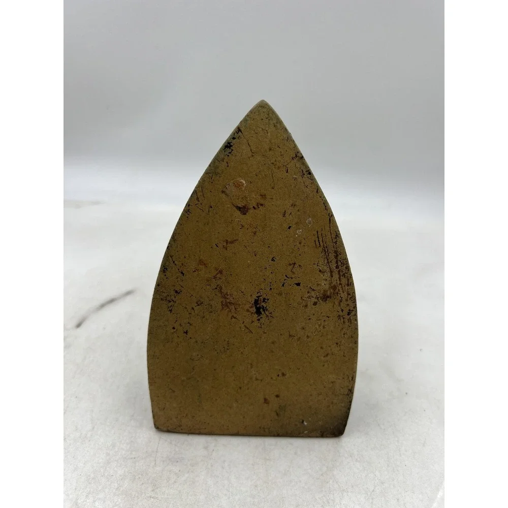 Vintage Cast Iron Sad Iron Gold Painted Doorstop Primitive Antique Decor 6